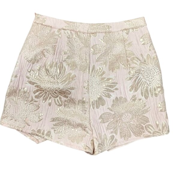 NWT Superdown Metallic Floral Brocade Skort Shorts Pastel Pink S Dressy Trendy - Picture 7 of 11